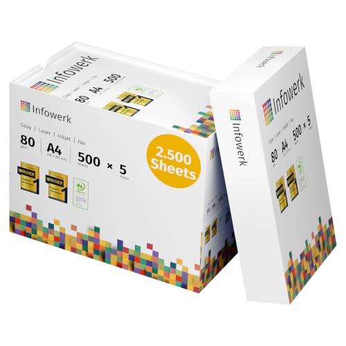 Infowerk Druckerpapier Kopierpapier 2500 Blatt 5 x 500 A4 80g...