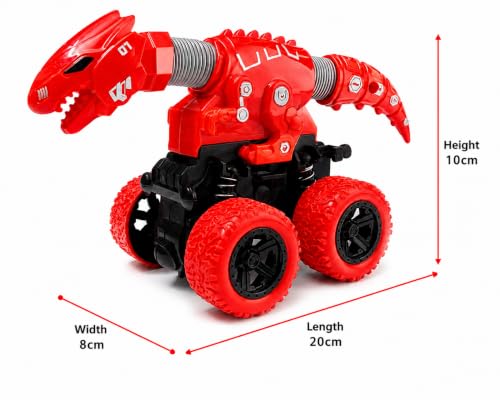Image of Jurassic Dinosaur Monster Truck Toy for Kids | Push & Go 360 Stunt Car with Flexible Pop Tube Neck & Tail | Off-Road Monster Vehicle | No Battery Required | Gift for Boys & Girls 3+ Years