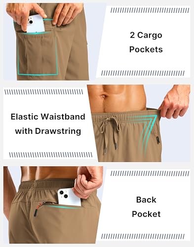 Image of Pudolla Men's Hiking Cargo Shorts with 5 Pockets Lightweight Casual Shorts