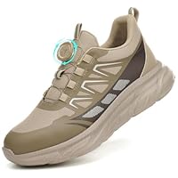 BAXIWUY Scarpe Antinfortunistiche Uomo Scarpe da Lavoro Donna Leggere Traspiranti Sneakers Alte Antiscivolo Comode Scarpe Sicurezza Regolazione Rapida dei Lacci Cachi, 47 EU