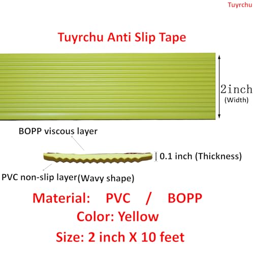 Image of Anti Slip Tape 2 Inch Wide, Waterproof Grip Adhesive Tape, Heavy Duty High Traction Friction for Indoor /Outdoor Steps (33 Ft /Yellow).
