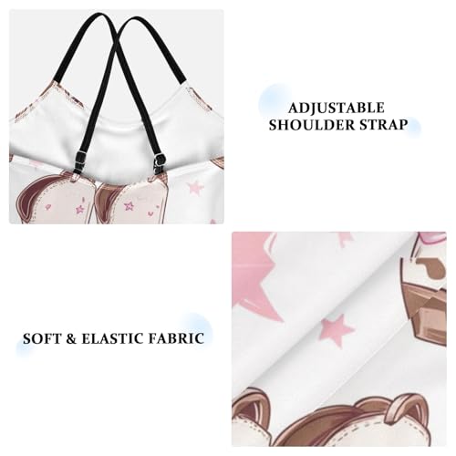 Pigsaly Girls One Piece Swimsuits Pink Cowgirl Boot Brown Bow Skin Kids Cross Back Swimwear Beach Sport Bathing Suit 3T3