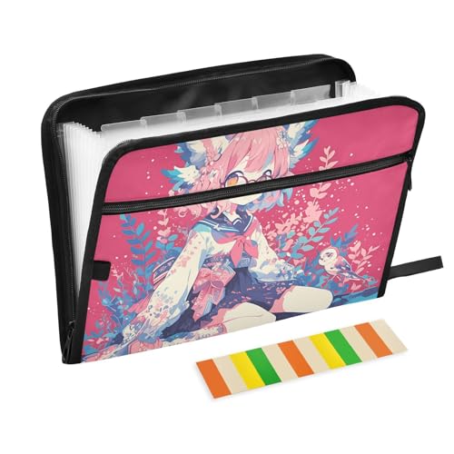 Carpeta de 13 bolsillos A4 con cremallera organizador de archivos color melocotón