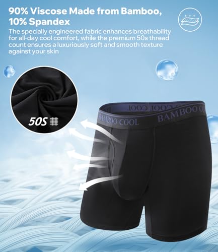BAMBOO COOL Men's 50S Ultra-Soft Boxer Briefs Cooling Underwear for Men Tag-Free No Ride-Up Mens Underwear4