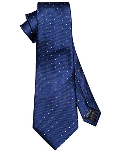 Image of Barry.Wang Ties for Men Silk Tie Sets Polka Dot Woven Necktie Pocket Square Cufflinks Business Wedding