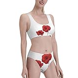 CTOITLKF Poppy Flowers Badeanzüge für Frauen, Damen Bikini-Sets, zweiteiliger Badeanzug, Badeanzug, siehe abbildung, M