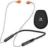 MIPEACE Bluetooth Earplug Headphones, Neckband Wireless Earbuds earplugs-29db Noise Reduction isolating in-Ear earplug Earphones and Controls,IPX6 sweatproof,20+Hour Battery(Blue Orange)