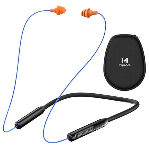 MIPEACE Bluetooth Earplug Headphones, Neckband Wireless Earbuds earplugs-29db Noise Reduction isolating in-Ear earplug Earphones and Controls,IPX6 sweatproof,20+Hour Battery(Blue Orange)