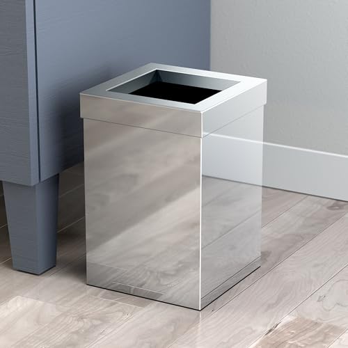 Gatco Small Bathroom Trash Can With Lid And Toilet Brush Set, Square 3 Gallon Stainless Steel Wastebasket, Under Sink, Chrome, For Bathroom, Bedroom, Office (2970) by Gatco - Image 6