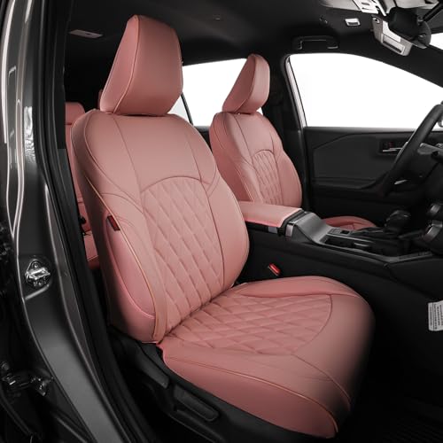 Image of EKR Rav4 Seat Covers Custom Fit for Toyota Rav4 (Hybrid) SE /XSE 2026, Car Seat Cover Full Set for SUV,Factory-Style Upgrade, Easy-Wipe Protection,Faux Leather(Pink)