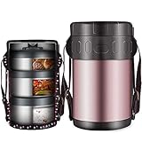 Genric Thermobehälter/Warmhaltebox,Thermo Speisebehälter,Isolier Speisegefäß Edelstahl Thermobehälter Für Warme Speisen Essen Suppe,Behälter Box Für Baby,Lunchbox Thermogefäß,Without Bag,2L