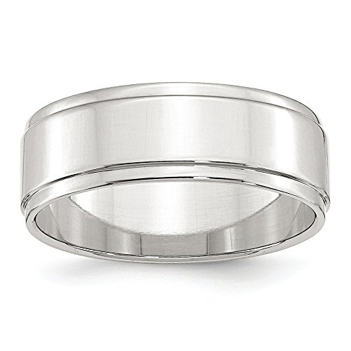 Solid 925 Sterling Silver 7mm Flat Step Edge Plain Classic Wedding Band Ring