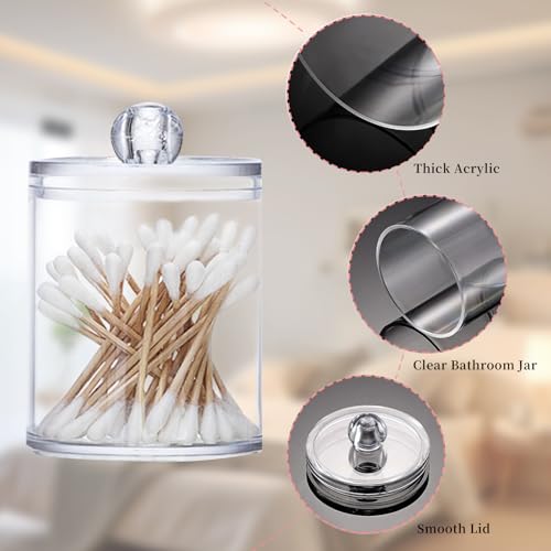 3er Set Kosmetik Organizer – Wattepads Spender & Wattestäbchen Behälter mit Deckel – Transparente Acryl Aufbewahrungsbox für Schminktisch, Badezimmer & Schlafzimmer – Make-up Aufbewahrungssystem