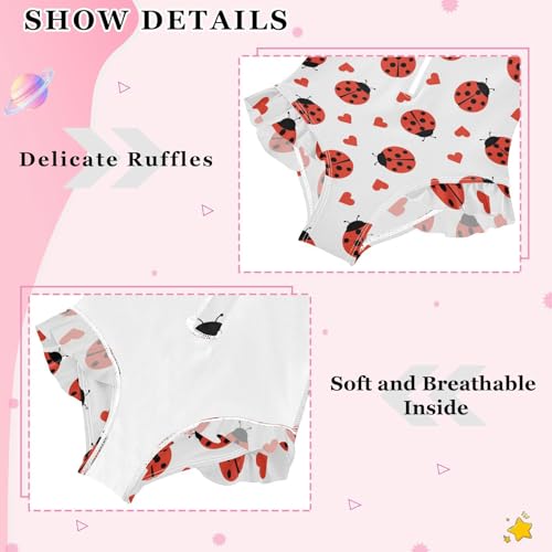 Girls One Piece Swimsuits Long Sleeve Swimsuit Zipper Bathing Suits Red Ladybugs Love4