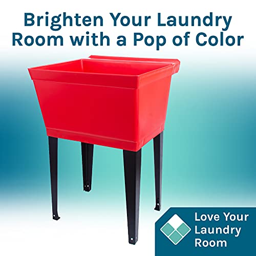 Image of 19 Gallon Utility Sink Laundry Tub by JS Jackson Supplies with Adjustable Metal Legs, Ideal for Laundry room, Basement, or Garage Workshop. Heavy Duty Shop Sink. No Faucet Included