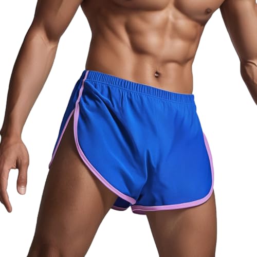 ZAIGELUO Pantalones cortos de malla para hombre, pantalones cortos atléticos, sueltos divididos, culturismo, secado rápido, correr, pantalones cortos de salón, pantalones cortos para hombre, 1 azul, L