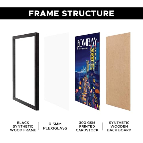 Image of CodersParadise inchBombay - The City of Dreams Framed Wall Poster (12x18 Inch) | Mumbai Skyline Night View Wall Art | Modern Cityscape Decor for Bedroom, Living Room & Workspace | Ready-to-Hang Frame