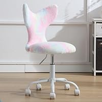 Ya-Home Faux Fur Children Desk Chair Kids Swivel Chair with Backrest, Children Computer Chair Task Chair Height Adjustable for Girls Boys