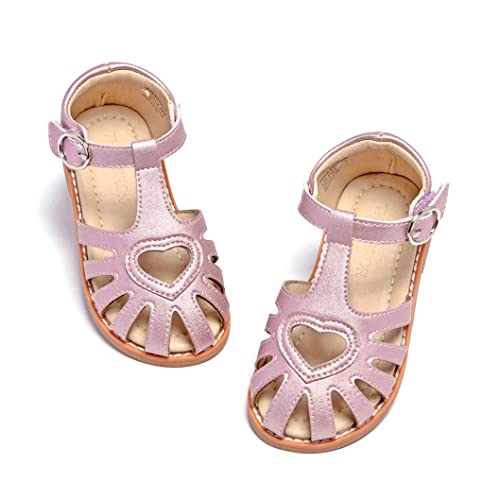 Image of THEE BRON Toddler Girls Closed-Toe Sandals Sweet Retro Cutout Summer Dress Shoes
