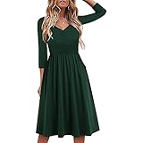 GANTIAN Simple Flavor Women's Solid Vintage Dress Elegant Midi Evening Dress 3/4 Sleeves Dresses...