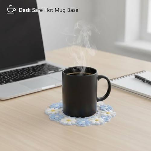 Image of Signamio Silicone Mat for Kitchen - Heat Resistant Flower Shaped Trivet Mat Set, Coasters for Dining Table for Hot Pots, Pack of 3-1 Small, 1 Medium, 1 Large Heat Mats - Blue