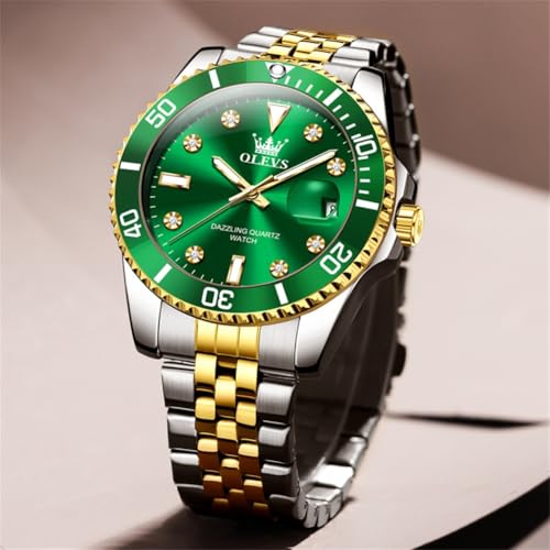 Image of OLEVS Watch for Men Stainless Steel Quartz Business Dress Diamond Large Dial Waterproof Mens Watches with Date Wrist Watch