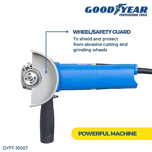 Image of Goodyear Angle Grinder Machine, 900W, 4 inch(100mm), 11000 RPM, 3 Position Auxilary Handle For Grinding, Angle Grinder Machine For Metal Working, Grinding, Polishing & Cutting, Home & DIY Use, Copper