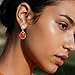 Jean Beau Gold Dainty Carnelian Dangle Drop Earrings for Women, Vintage Natural Orange Gemstones Healing Teardrop Irregular Dangling Fold Earings Prom Wedding Accessories Fashion Jewelry Gift