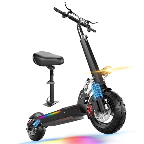GWEIT Electric Scooter for Adults with Seat, 1500W Peak Motor, 26Mph 45 Miles Range Foldable...