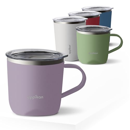 eppikan eppiLungo Edelstahl Thermobecher, Isolierbecher, Kaffeetasse, Trinkbecher, Thermotasse 220ml, 280ml mit Deckel, für Kaffee und Tee (Dusty Violet, 220 ml)