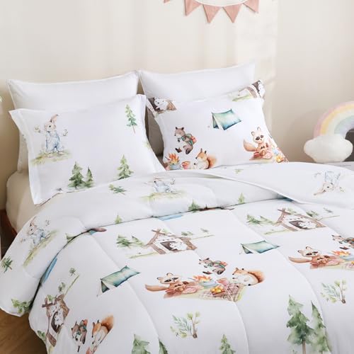 Image of Yibeizi Camper Animal Print Comforter Set Full Woodland Bedding