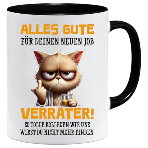 Tasse Kollegin | Alles Gute Für Neuen Job Tasse | Lustige Tassen | Abschiedsgeschenk Kollegen | Geschenk zum Abschied - Jobwechsel Abschiesgeschenk für Kollegen (Schwarz)