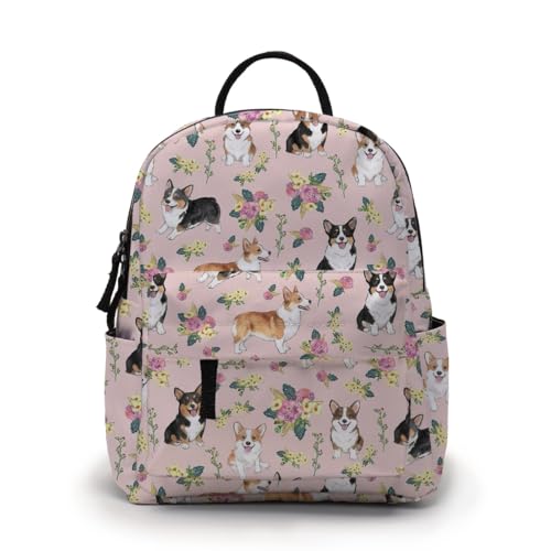 Image of Deanfun Mini Backpack for Women - Cute Dogs Print Small Backpack Purse with Ample Storage and Double Zippers Waterproof Shoulder Straps 3D Graphic Corgi MNSB-425
