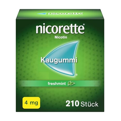 NICORETTE Kaugummi 4mg freshmint Nikotinkaugummi zur Raucherentwöhnung Minzgeschmack mit 4mg Nikotin Rauchen aufhören - 1x210 St.