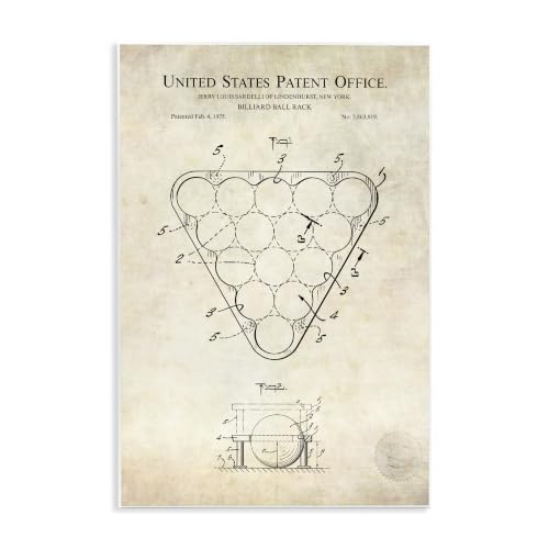 Stupell Industries Vintage Billiards Pool Game Diagram Blueprint Design, Design by Karl Hronek