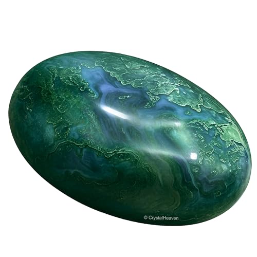 Image of Crystal Heaven Certified Moss Agate Crystal Palm Pebbles Stones for Anxiety Stress Relief Massage - AAA Grade Original Healing Gemstone Agate Palm Stone for Yoga Meditation Spiritual Reiki Feng Shui