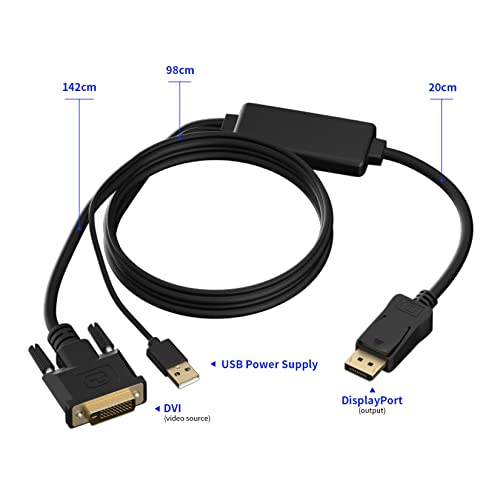 Bolaazul Active Dvi To Displayport Converter Adapter Cable With Usb Power, Dvi-D In To Displayport Out Video Adapter Cable Support 1080P Full Hd From Dvi To Displayport Dp Port #TOP6