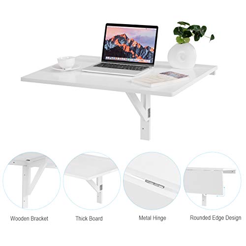 Tangkula 31.5" X 23.5" Wall Mounted Table, Folding Wall Mounted Murphy Desk Drop-Leaf Table, Space Saving Fold Down Floating Desk For Study, Bedroom, Bathroom Or Laundry Room, White #TOP7