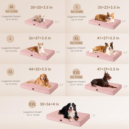 Image of EHEYCIGA Orthopedic Dog Bed Large with Removable Washable Cover, 36IN Pink