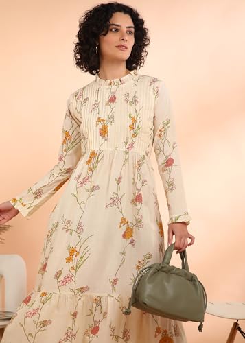 Image of Maaesa Women Floral Cotton Flared Dress