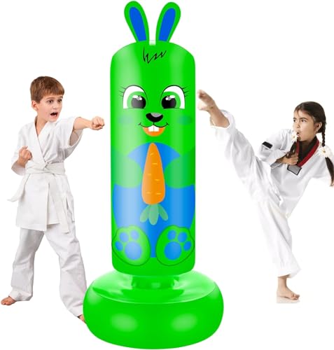 NZQXJXZ Saco de boxeo inflable de 66 pulgadas para niños, saco de boxeo hinchable, regalos de Pascua para practicar karate, taekwondo, artes marciales mixtas