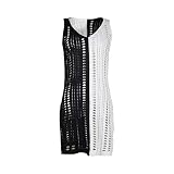 Digood Summer Swimsuit Cover Ups,Women Beach Tops Patchwork Hollow Out Swimwear Bikini Cover Up(Blac