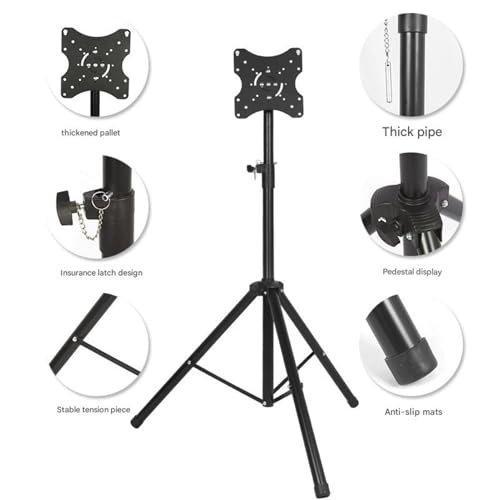 Treppiede pieghevole portatile TV Stand per monitor, altezza regolabile 98-146 cm, staffa rotante per schermo orizzontale e verticale, ideale per display live streaming