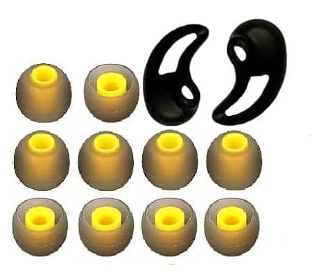 Replacement Earphone & Handfree Silicone Rubber Medium Size 5 Pair Caps for Realme Boat Oppo Vivo Samsung One Plus Airpods, Earbuds, Bluetooth Neackband(10p Ear Pads) (Yellow Black 12 pcs Combo)-image-33