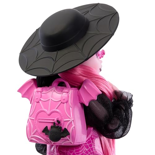 Image of Monster High Draculaura Doll with Pet Bat-Cat Count Fabulous and Accessories Like Backpack, Spell Book, Bento Box and More