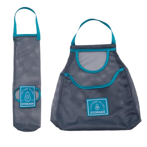 Cabilock 2 Piezas 1 Juego Bolsa De Malla De Almacenamiento Compartimientos De Almacenaje Bolsa De Almacenamiento De Frutas Bolsas De Malla Portátiles Bolsa De Alijo Blue Malla De Poliéster