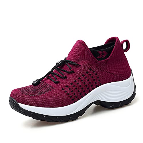 Morbuy Zapatillastillas Mujer Casual Cómodo, Verano 2023 Zapatillas de Malla Zapatos de Correr Suela Gruesa Transpirable Talla Grande Duraderos Deporte Zapatos para Correr, Jugar a Tenis