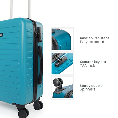 Image of THE ASSEMBLY Hard-Sided Cabin Luggage 55 cms - Premium Polycarbonate Trolley Bag 20 Inches Teal