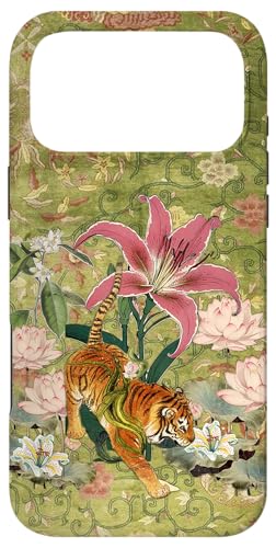 Vintage Tiger Amidst Blossoms Asian Garden Art Flower Lover Case for iPhone 17 Pro Max