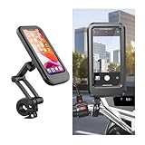Zpana Motorcycle Phone Holder, 360° Free Rotation Magnetic Touch Sensitive Bike Cell Phone Mount, Anti-Theft Waterproof Bicycle Smartphone Handlebar Clip, Compatible with Motorbike Scooter